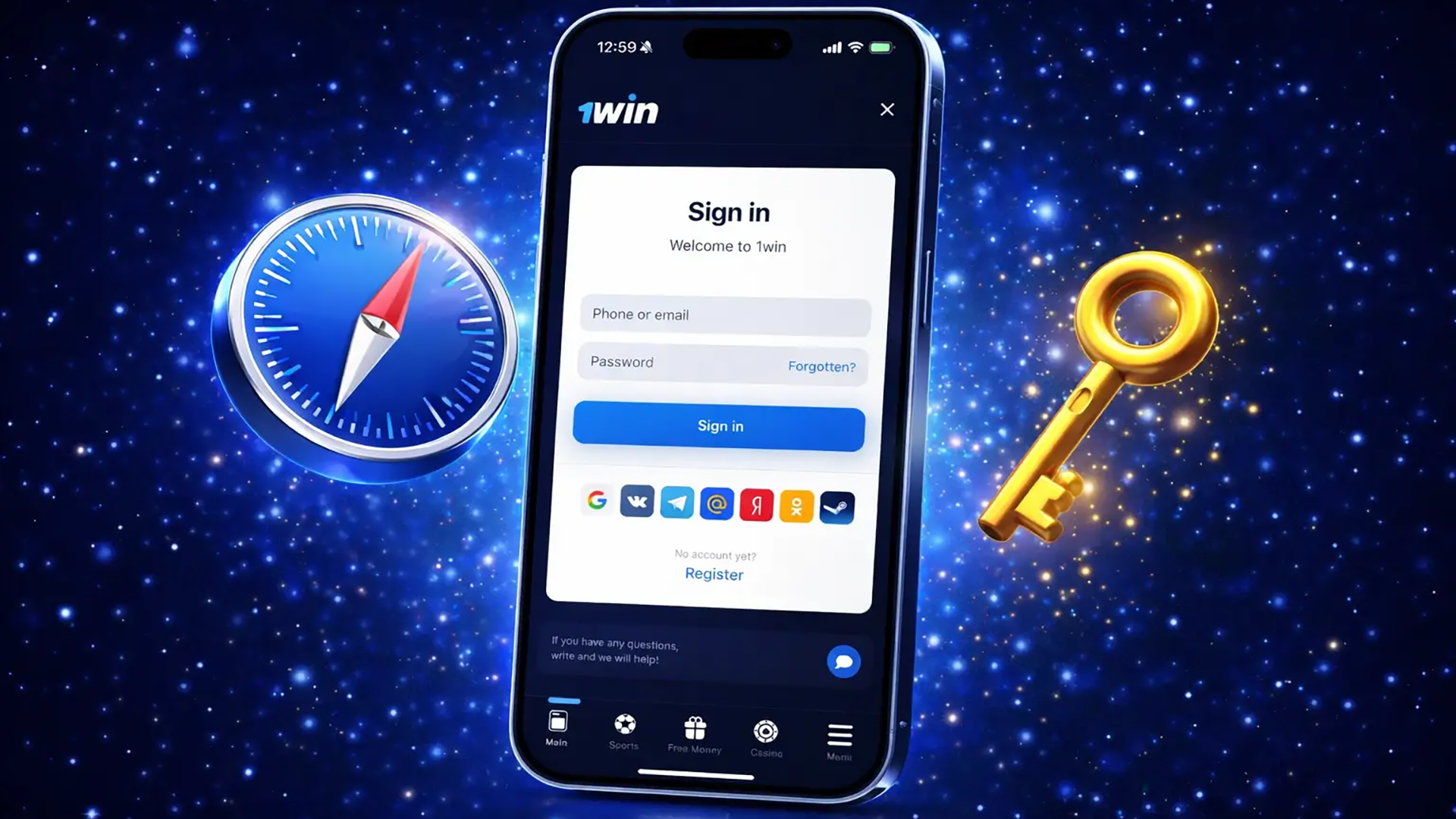 1win login via safari Instructions for 1win login online via Safari mobile browser